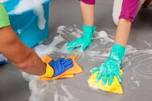 Sanitized office environment with clean high-touch surfaces