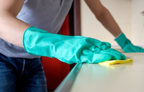 One off cleaning preparation in a tidy home interior